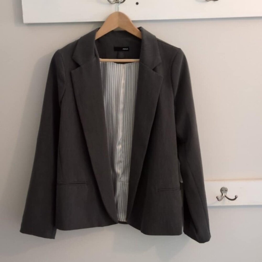 Vintage Aqua Grey Womens Blazer Large Made In USA Career Dark Academia Lined
